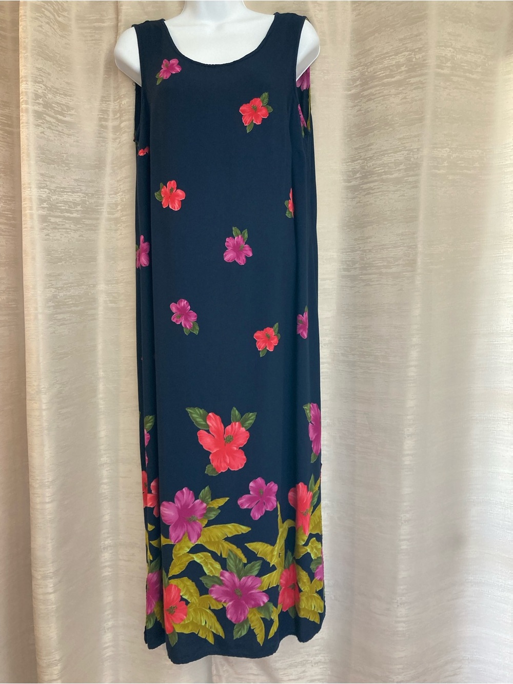 Navy Floral Tropical Theme Madi Straight Dress size 14 WP